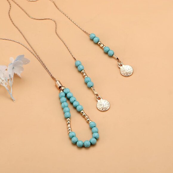 Bohemian Turquoise Jewelry for Women Men Western Turquoise Set Western Adjustabl - Picture 3 of 9